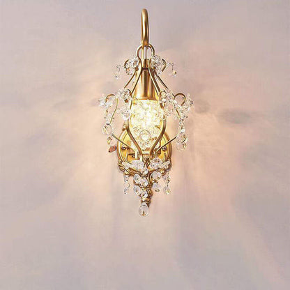 European Light Luxury Crystal Iron 1-Light Wall Sconce Lamp