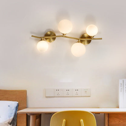 Gold Spherical Copper Glass Shade 4-Light Wall Sconce Lamp