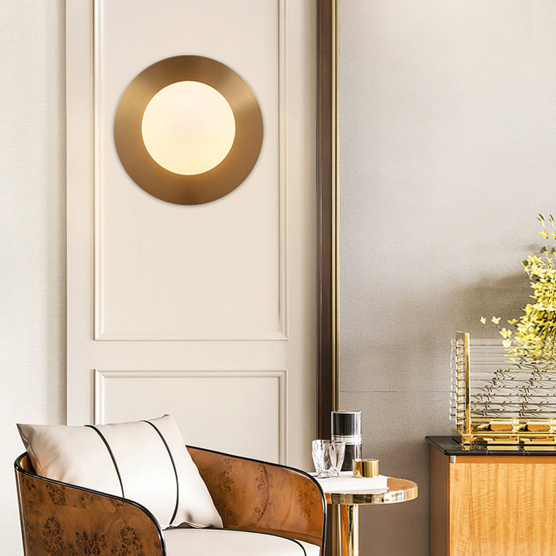 Minimalist Round Orb Iron Glass 1-Light Wall Sconce Lamp