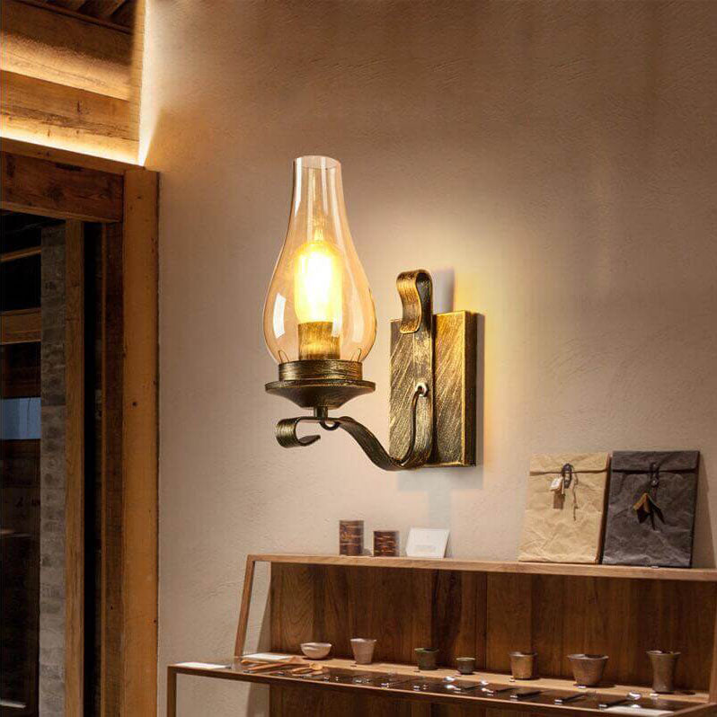 Wrought Glass Bottle Lampshade 1-Light Wall Sconce Lamp