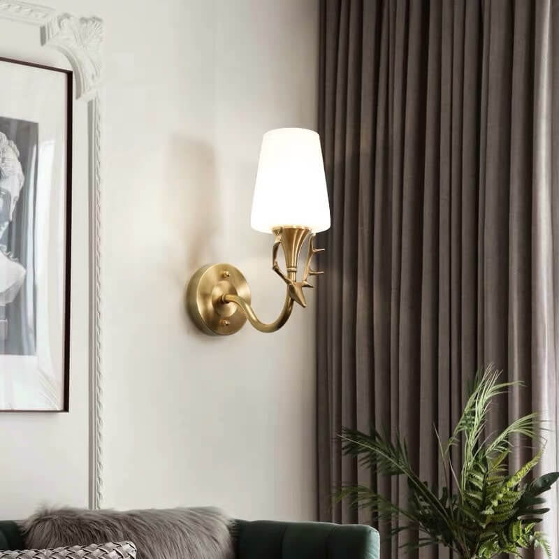 Full Exquisite Deer Head Design 1/2-Light Wall Sconce Lamp