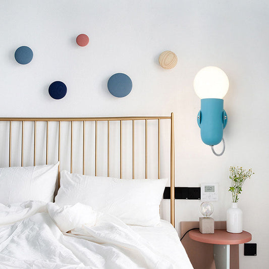 Nordic Solid Color Round Head 1-Light Wall Sconce Lamp
