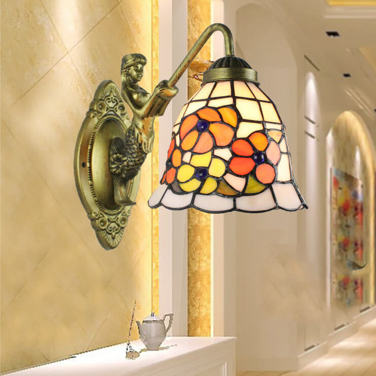 Tiffany Conical Stained Glass 1-Light Wall Sconce Lamp