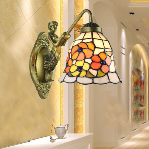 Tiffany Conical Stained Glass 1-Light Wall Sconce Lamp