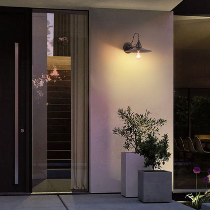 Waterproof Metal Plate Bowl 1-Light Wall Sconce Lamp