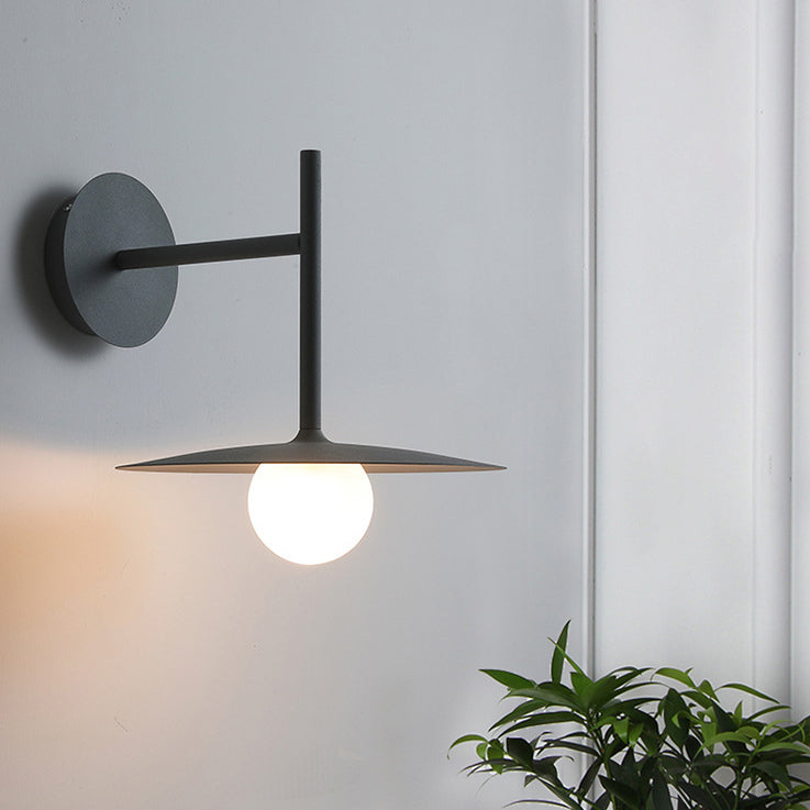 Iron Glass Disc Round Plate 1-Light Wall Sconce Lamp