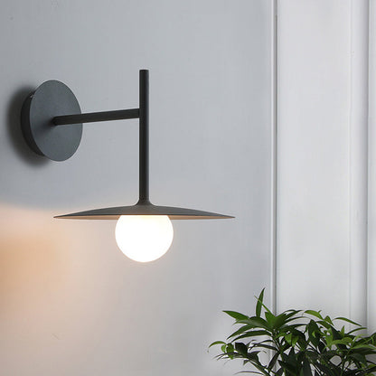 Iron Glass Disc Round Plate 1-Light Wall Sconce Lamp