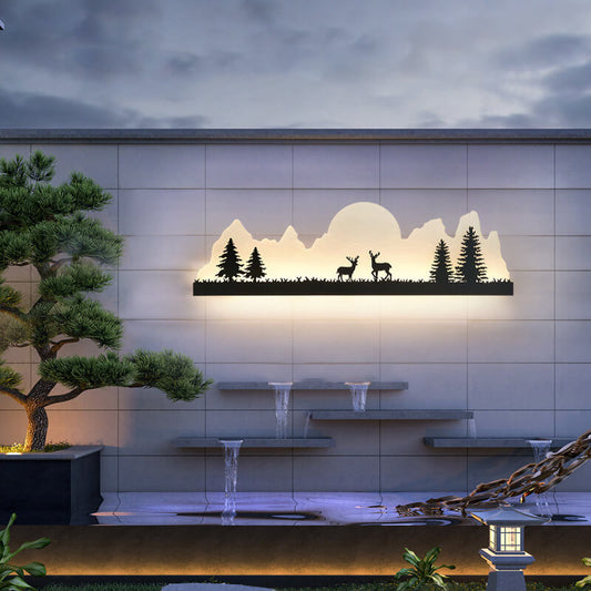 Chinese Landscape Painting Outside LED Wall Sconce Lamp