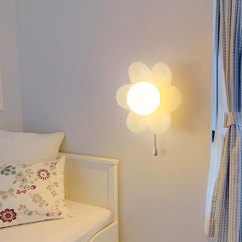 Modern Minimalist Cream Flower Resin LED Wall Sconce Lamp