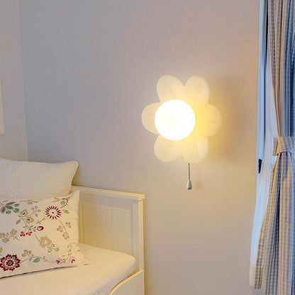Modern Minimalist Cream Flower Resin LED Wall Sconce Lamp