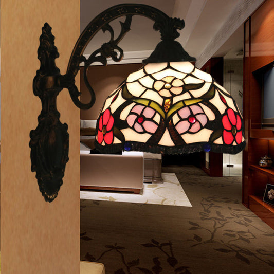 Tiffany Circle Alloy Iron Stained 1-Light Wall Sconce Lamp