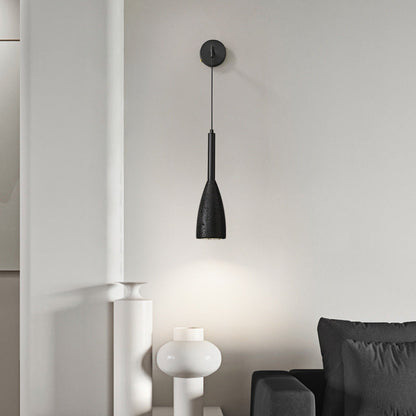 Cylindrical Black Travertine 1-Light Wall Sconce Lamp