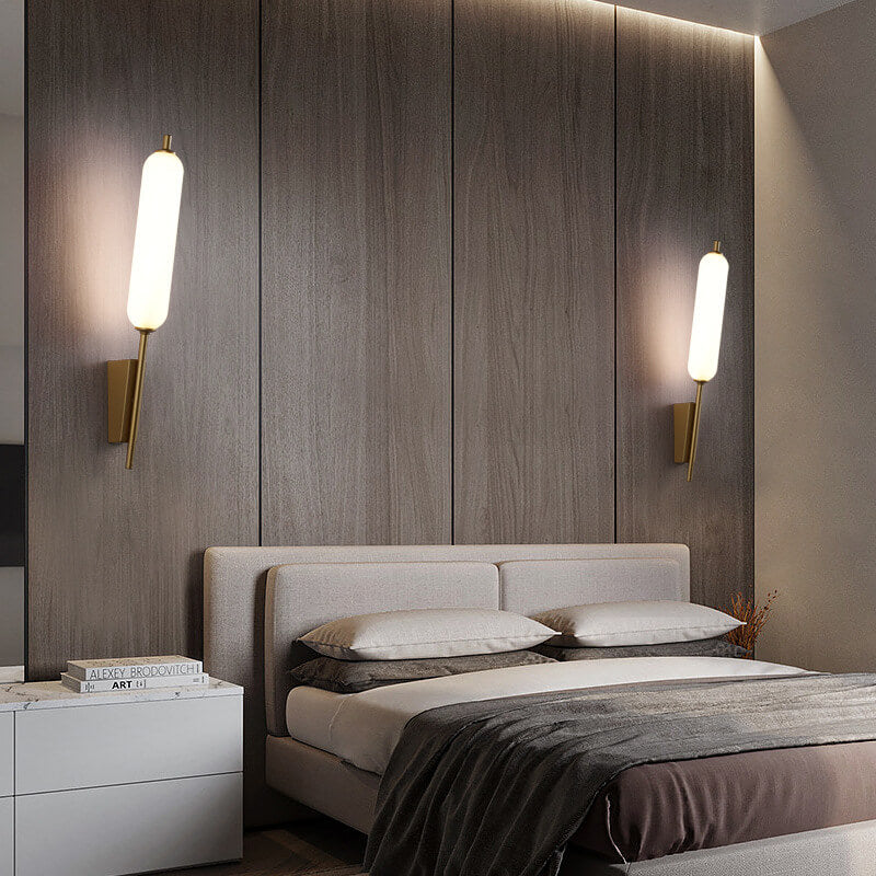 Minimalist Column Straight Arm Iron PC LED Wall Sconce Lamp