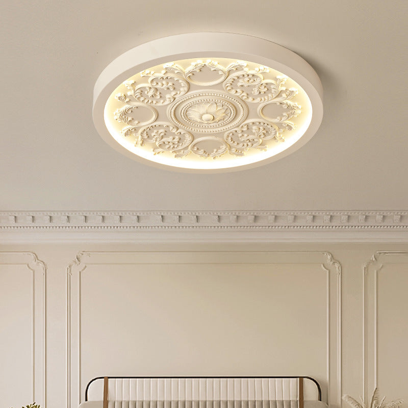 Modern Minimalist Carved Iron Resin LED Flush Mount Light