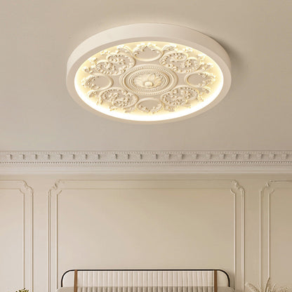 Modern Minimalist Carved Iron Resin LED Flush Mount Light