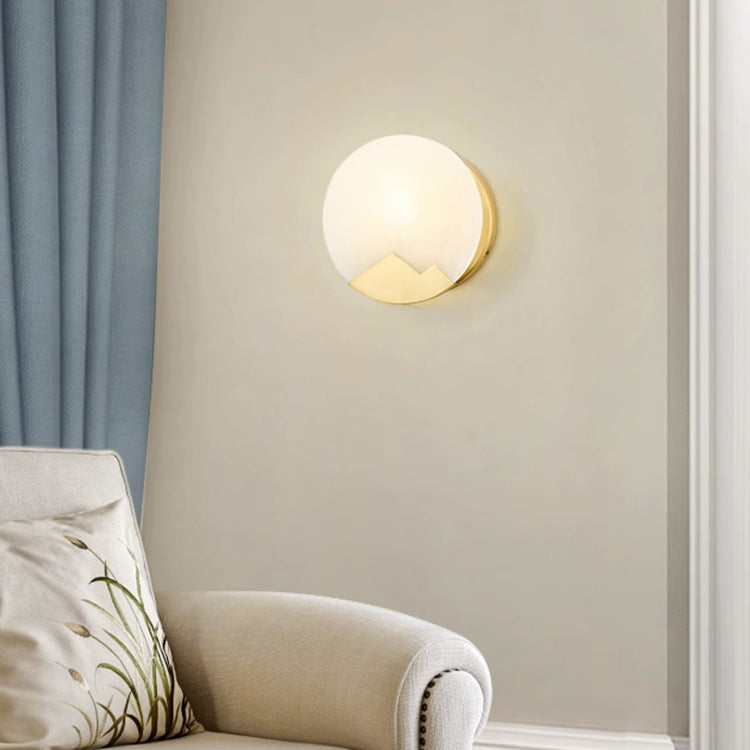 Marble Shade Gold Finish Frame 1-Light Wall Sconce Lamp