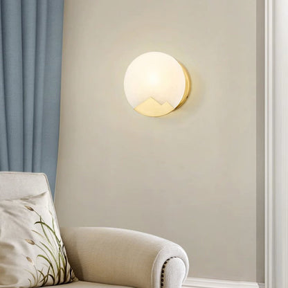 Marble Shade Gold Finish Frame 1-Light Wall Sconce Lamp