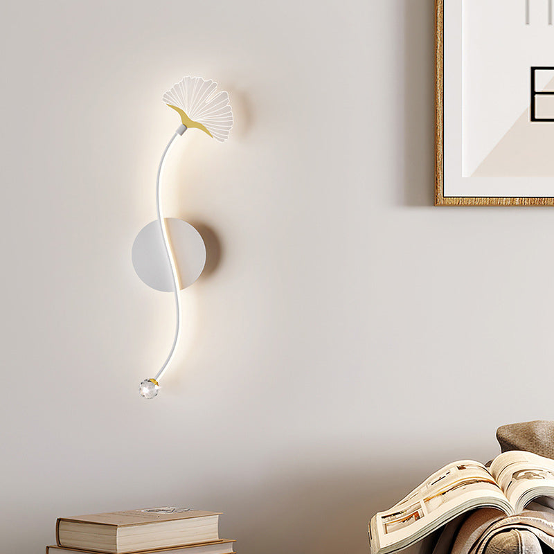 Iron Aluminum Acrylic Line Ginkgo Leaf LED Wall Sconce Lamp