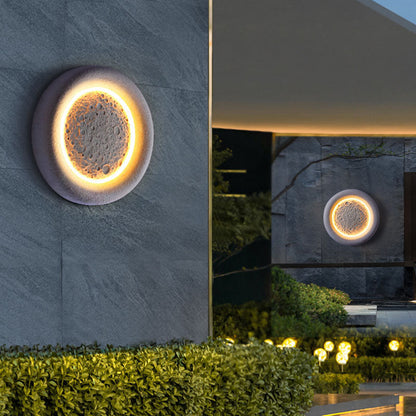 Chinese Moon Texture Shade LED Waterproof Wall Sconce Lamp