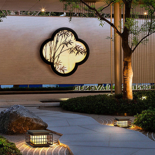 Chinese Pattern Iron Acrylic LED Outdoor Wall Sconce Lamp