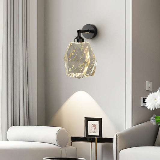 Full Gold Leaf Ink Painting Shade LED Wall Sconce Lamp