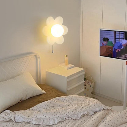 Modern Minimalist Cream Flower Resin LED Wall Sconce Lamp