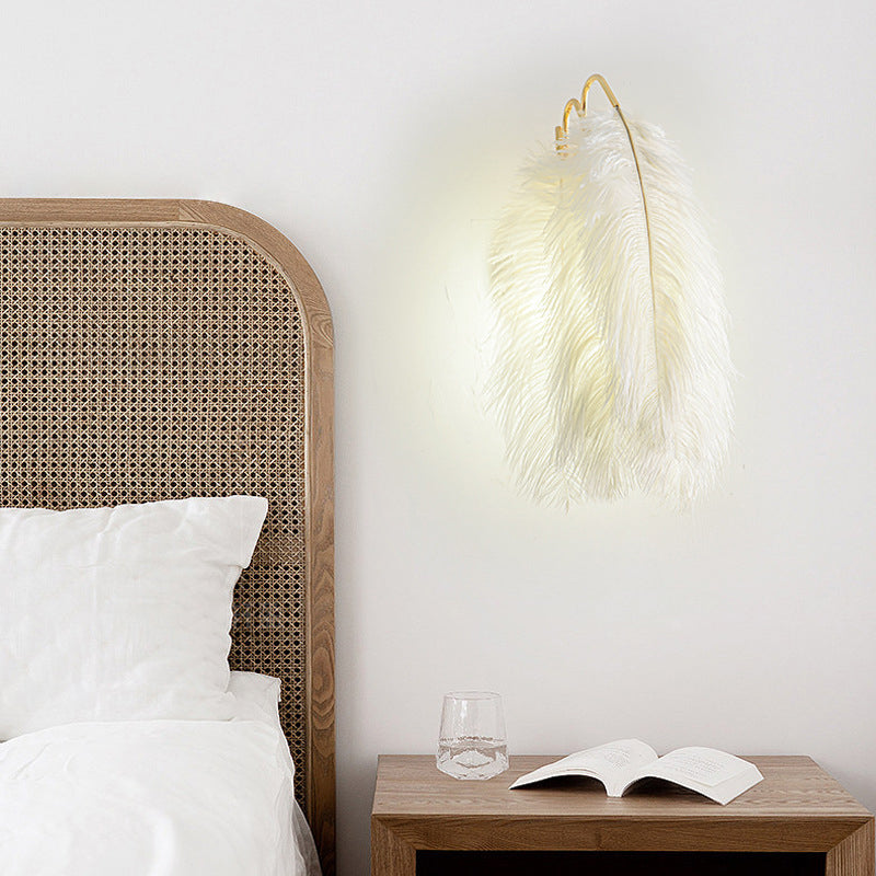 Creative Ostrich Feather Design 1-Light Wall Sconce Lamp