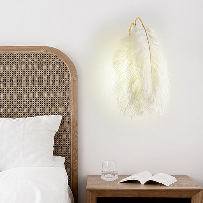 Creative Ostrich Feather Design 1-Light Wall Sconce Lamp