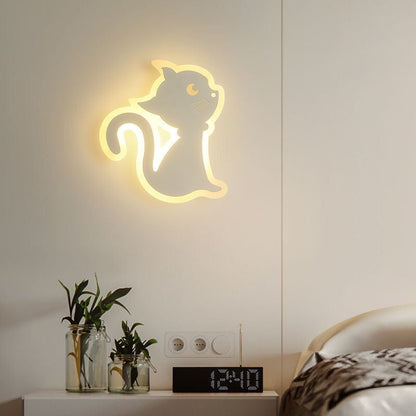 Simplicity Cartoon Cat Iron Acrylic LED Wall Sconce Lamp
