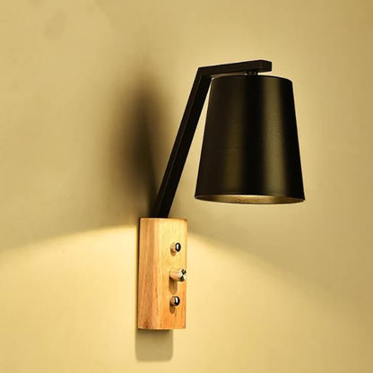 Nordic Solid Wood Cylindrical 1-Light Wall Sconce Lamp