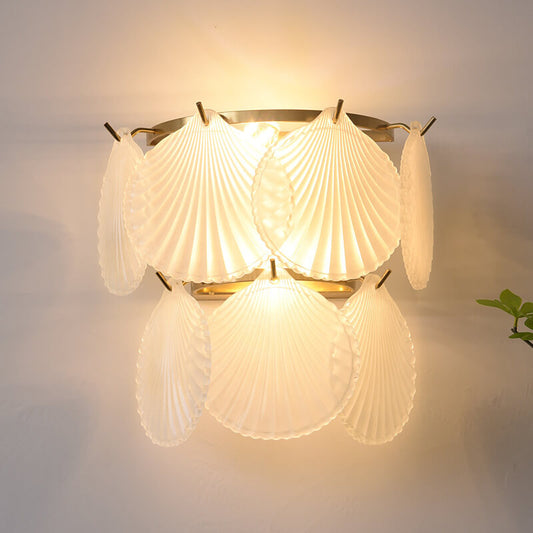 French Hardware Glass Shell 2-Light Wall Sconce Lamp