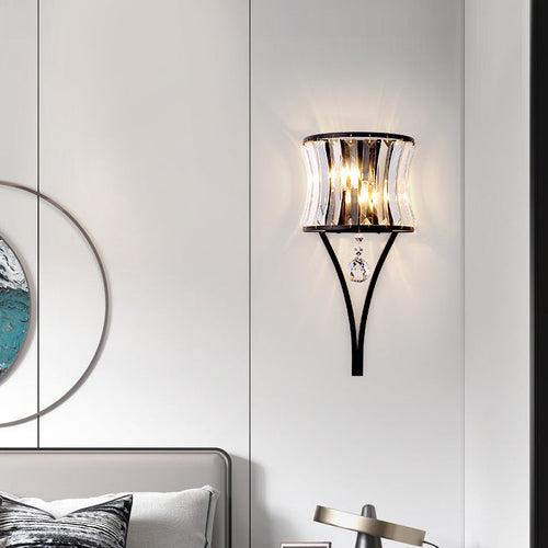 Half Triangle Iron Crystal 1-Light Wall Sconce Lamp