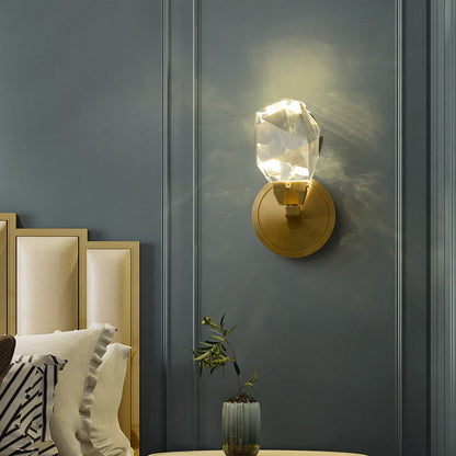 Luxury Full Copper Crystal Stone LED Wall Sconce Lamp
