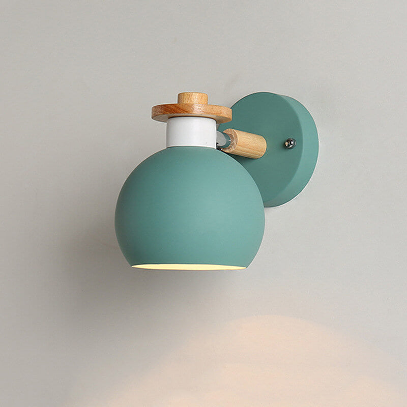 Dome Iron Solid Wood Macaroon 1-Light Wall Sconce Lamp