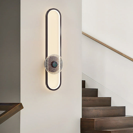 Minimalist Long Oval Hardware Aluminum LED Wall Sconce Lamp