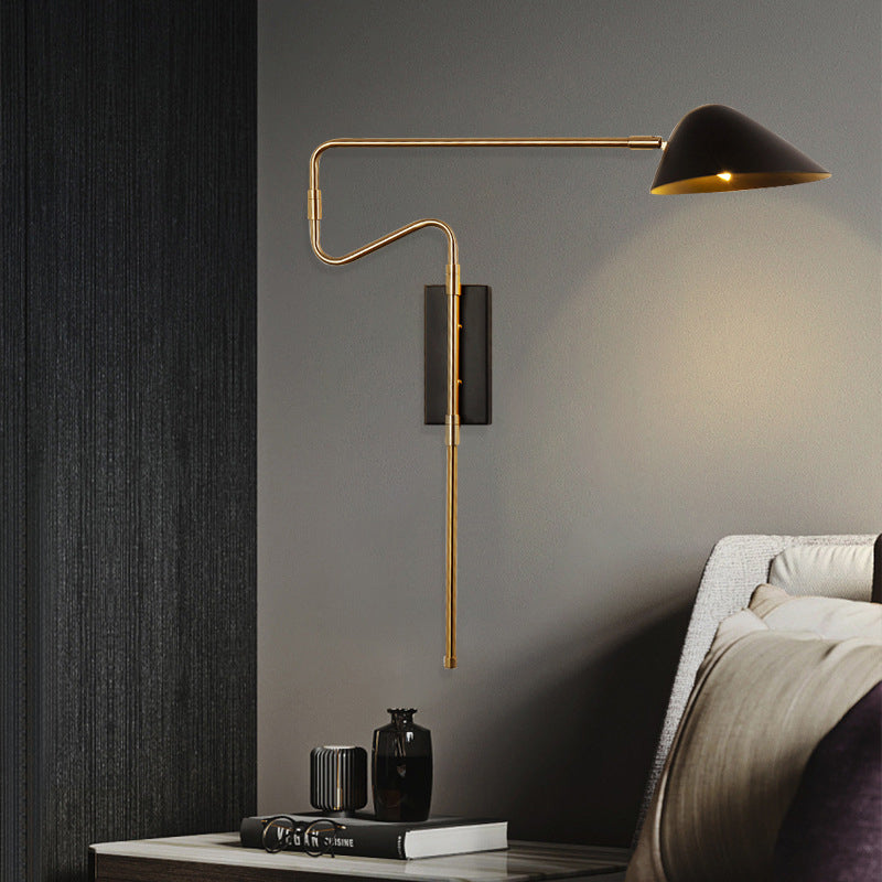 Iron With Long Rod Rocker Arm 1-Light Wall Sconce Lamp