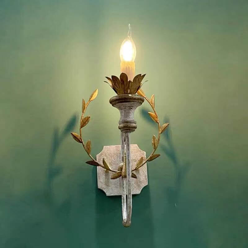 Vintage Solid Wood Candelabra 1-Light Wall Sconce Lamp