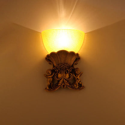 European Angel Striped Glass 1-Light Wall Sconce Lamp