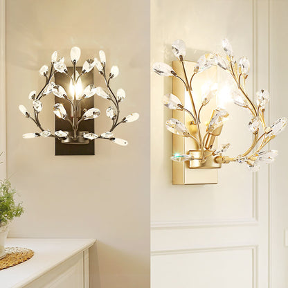 Creative Light Luxury Crystal Leaf 1-Light Wall Sconce Lamp