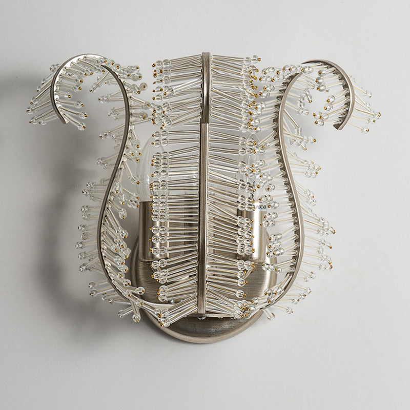 Glass Banana Leaf Iron Frame 3-Light Wall Sconce Lamp