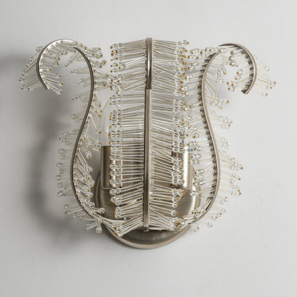 Glass Banana Leaf Iron Frame 3-Light Wall Sconce Lamp