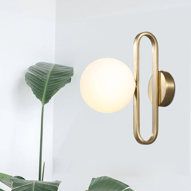 Simplicity Glass Shade Iron Ring 1-Light Wall Sconce Lamp
