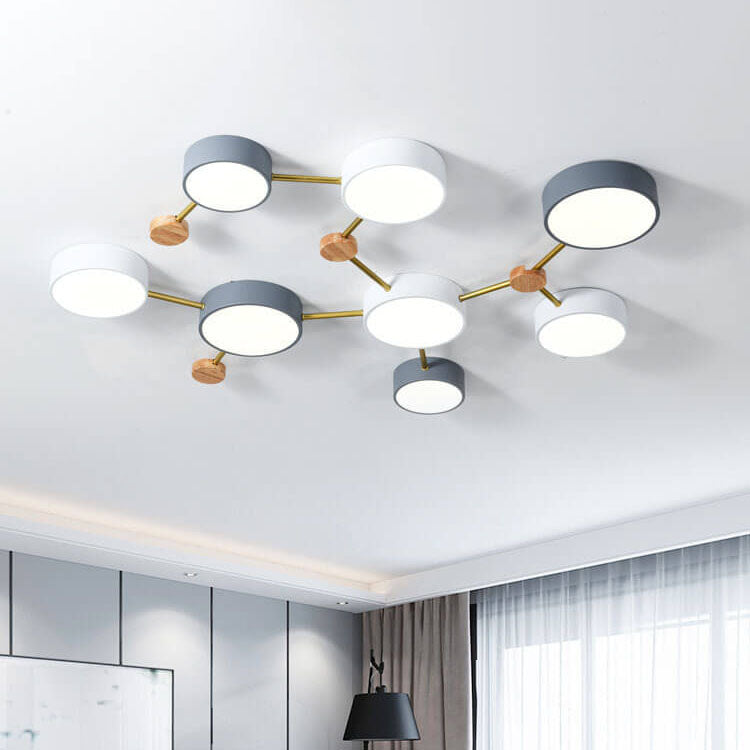 Scandinavian Solid Wood Iron LED Flush Mount Ceiling Light
