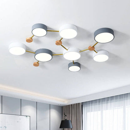 Scandinavian Solid Wood Iron LED Flush Mount Ceiling Light
