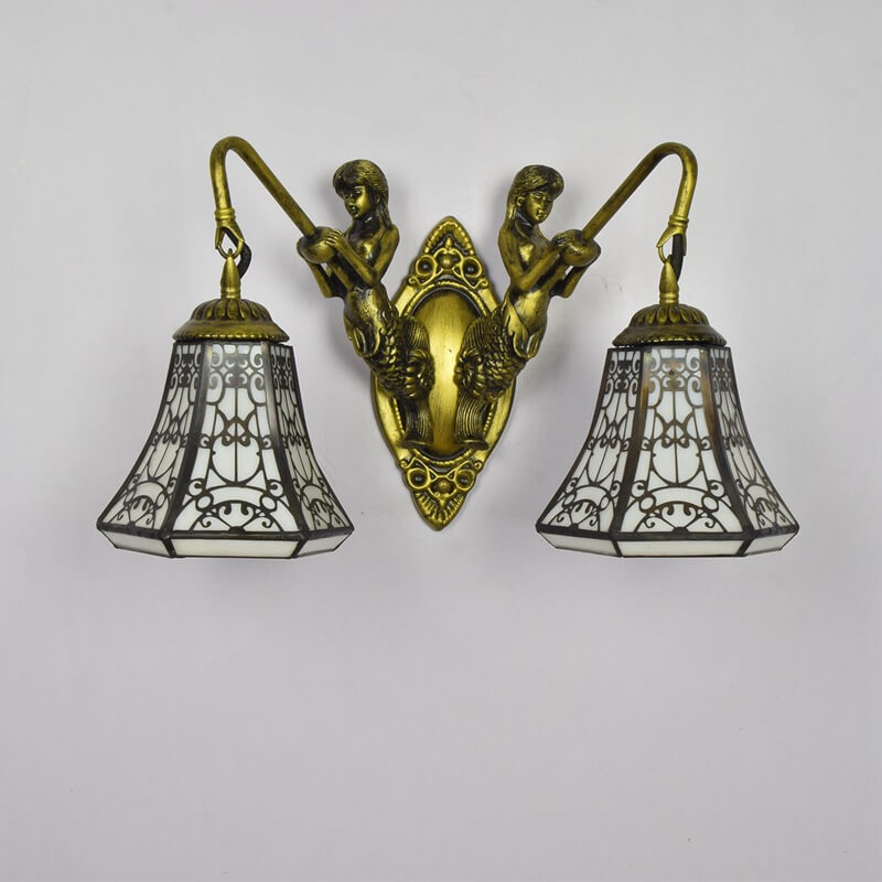 Tiffany Lamp Arm Stained Glass 2-Light Wall Sconce Lamp