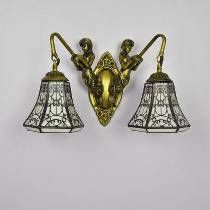 Tiffany Lamp Arm Stained Glass 2-Light Wall Sconce Lamp