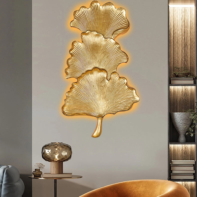 Contemporary Nordic Ginkgo Leaf Resin LED Wall Sconce Lamp