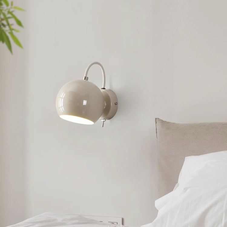 Cream Spherical Iron Aluminum 1-Light Wall Sconce Lamp