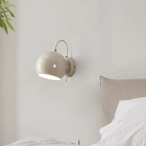 Cream Spherical Iron Aluminum 1-Light Wall Sconce Lamp
