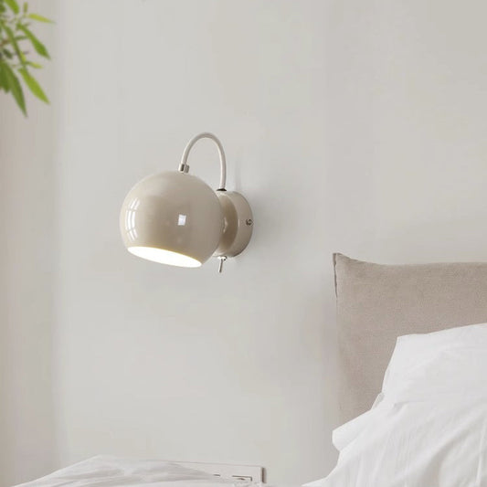Cream Spherical Iron Aluminum 1-Light Wall Sconce Lamp